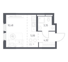Планировка студии(квартира) площадью 22.85 квадратных метров в “ЖК Космический Квартал”