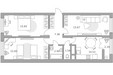 Планировка трехкомнатной(квартира) площадью 71.87 квадратных метров в “ЖК Пехра”