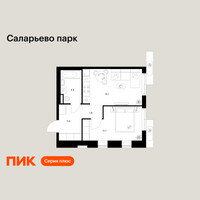 Планировка однокомнатной(квартира) площадью 37.4 квадратных метров в “ЖК Саларьево парк”