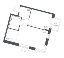 Планировка однокомнатной(квартира) площадью 41.45 квадратных метров в “ЖК Молжаниново”