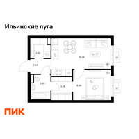 Планировка однокомнатной(квартира) площадью 36.73 квадратных метров в “ЖК Ильинские луга”