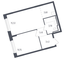 Планировка однокомнатной(квартира) площадью 38.7 квадратных метров в “ЖК Рублевский Квартал”