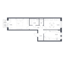 Планировка двухкомнатной(квартира) площадью 60.48 квадратных метров в “ЖК Новое Видное”