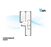 Планировка трехкомнатной(квартира) площадью 59.1 квадратных метров в “ЖК Сиреневый парк”