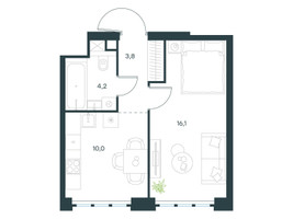 Планировка однокомнатной(квартира) площадью 34.1 квадратных метров в “ЖК Левел Южнопортовая”