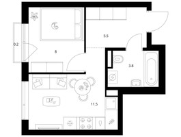 Планировка однокомнатной(квартира) площадью 29 квадратных метров в “ЖК Лосиноостровский парк”