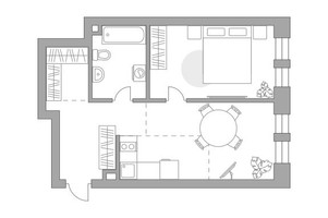 Планировка однокомнатной(квартира) площадью 53.32 квадратных метров в “ЖК Павелецкая от Гранель”