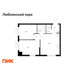 Планировка двухкомнатной(квартира) площадью 47.8 квадратных метров в ЖК “ЖК Люблинский парк”