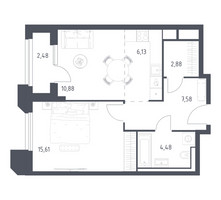 Планировка однокомнатной(апартаменты) площадью 50.04 квадратных метров в “ЖК Скай Спутник”