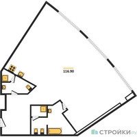Планировка двухкомнатной(квартира) площадью 116.9 квадратных метров в “ЖК Звезды Арбата”
