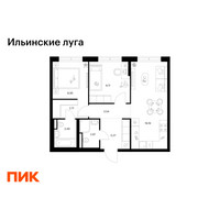 Планировка двухкомнатной(квартира) площадью 55.83 квадратных метров в “ЖК Ильинские луга”