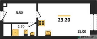 Планировка студии(квартира) площадью 23.2 квадратных метров в “ЖК ЗИЛАРТ”