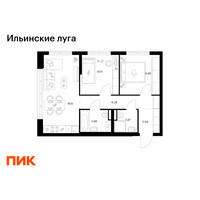 Планировка двухкомнатной(квартира) площадью 51.47 квадратных метров в “ЖК Ильинские луга”