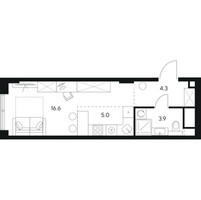 Планировка студии(квартира) площадью 29.8 квадратных метров в “ЖК Нексус от Аквилон”