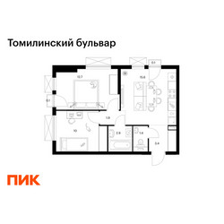 Планировка двухкомнатной(квартира) площадью 48.1 квадратных метров в ЖК “ЖК Томилинский бульвар”