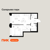 Планировка однокомнатной(квартира) площадью 38.6 квадратных метров в “ЖК Саларьево парк”