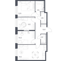 Планировка трехкомнатной(квартира) площадью 70.18 квадратных метров в “ЖК Квартал Строгино”