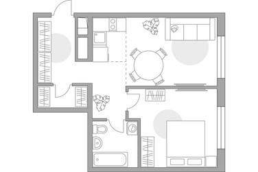 Планировка двухкомнатной(квартира) площадью 37.49 квадратных метров в ЖК “ЖК Аникеевский”