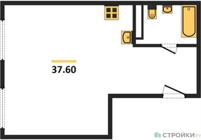 Планировка двухкомнатной(квартира) площадью 37.8 квадратных метров в “ЖК ЭкоБунино (Южное Бунино)”