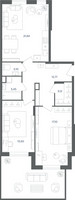 Планировка трехкомнатной(квартира) площадью 73.5 квадратных метров в “ЖК Равновесие”