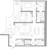 Планировка двухкомнатной(квартира) площадью 151.2 квадратных метров в “Клубный дом PHANTOM (Фантом)”
