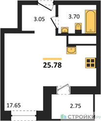 Планировка студии(квартира) площадью 25.78 квадратных метров в ЖК “ЖК ВОСТОК II”