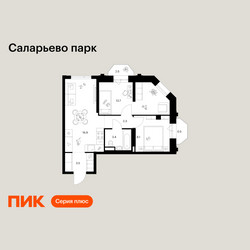 Планировка двухкомнатной(квартира) площадью 48.9 квадратных метров в ЖК “ЖК Саларьево парк”