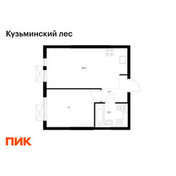 Планировка однокомнатной(квартира) площадью 35.5 квадратных метров в ЖК “ЖК Кузьминский лес”