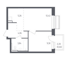 Планировка однокомнатной(квартира) площадью 35.54 квадратных метров в “ЖК Рублевский Квартал”