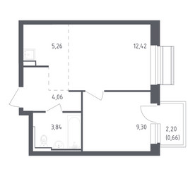 Планировка однокомнатной(квартира) площадью 35.54 квадратных метров в ЖК “ЖК Рублевский Квартал”