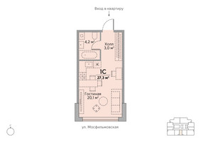 Планировка студии(квартира) площадью 27.4 квадратных метров в “ЖК Stories на Мосфильмовской”