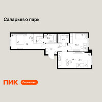 Планировка двухкомнатной(квартира) площадью 64.8 квадратных метров в “ЖК Саларьево парк”