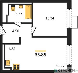 Планировка однокомнатной(квартира) площадью 35.85 квадратных метров в ЖК “ЖК Егорово Парк”