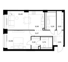 Планировка однокомнатной(квартира) площадью 59.94 квадратных метров в “ЖК НОВА”