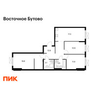 Планировка трехкомнатной(квартира) площадью 79.3 квадратных метров в “ЖК Восточное Бутово”
