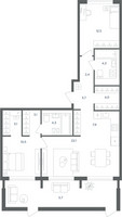 Планировка трехкомнатной(квартира) площадью 83.6 квадратных метров в “ЖК Равновесие”
