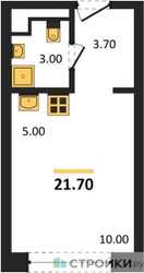 Планировка студии(квартира) площадью 21.7 квадратных метров в ЖК “Жилые кварталы Белый Град”