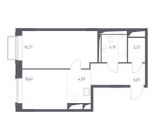 Планировка однокомнатной(квартира) площадью 45.2 квадратных метров в “ЖК Долина Яузы”