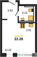 Планировка студии(квартира) площадью 22.28 квадратных метров в “ЖК Егорово Парк”
