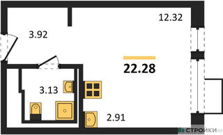 Планировка студии(квартира) площадью 22.28 квадратных метров в “ЖК Егорово Парк”