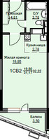 Планировка студии(квартира) площадью 32.7 квадратных метров в “ЖК Соболевка”