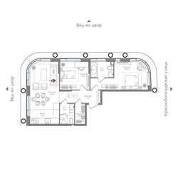 Планировка двухкомнатной(квартира) площадью 72.77 квадратных метров в ЖК “ЖК Преображенская Площадь”
