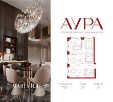 Планировка двухкомнатной(квартира) площадью 71.9 квадратных метров в “ЖК АУРА”