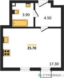 Планировка студии(квартира) площадью 25.7 квадратных метров в ЖК “ЖК Лучи-2”