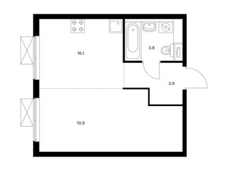Планировка однокомнатной(квартира) площадью 34.7 квадратных метров в ЖК “ЖК Бусиновский парк”