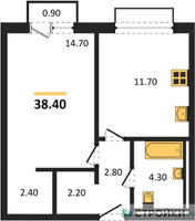 Планировка однокомнатной(квартира) площадью 38.4 квадратных метров в “ЖК Равновесие”