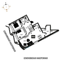 Планировка трехкомнатной(квартира) площадью 70.3 квадратных метров в “ЖК Интеллигент”