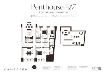 Планировка 4+ комнатной(апартаменты) площадью 332.3 квадратных метров в ЖК “Комплекс особняков Камергер”