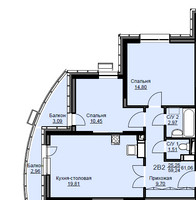 Планировка двухкомнатной(квартира) площадью 60.7 квадратных метров в “ЖК Соболевка”