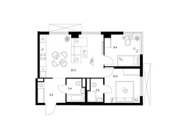 Планировка двухкомнатной(квартира) площадью 54.8 квадратных метров в “ЖК Кавказский бульвар 51”